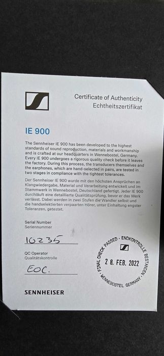 Słuchawki Sennheiser IE 900 IEM