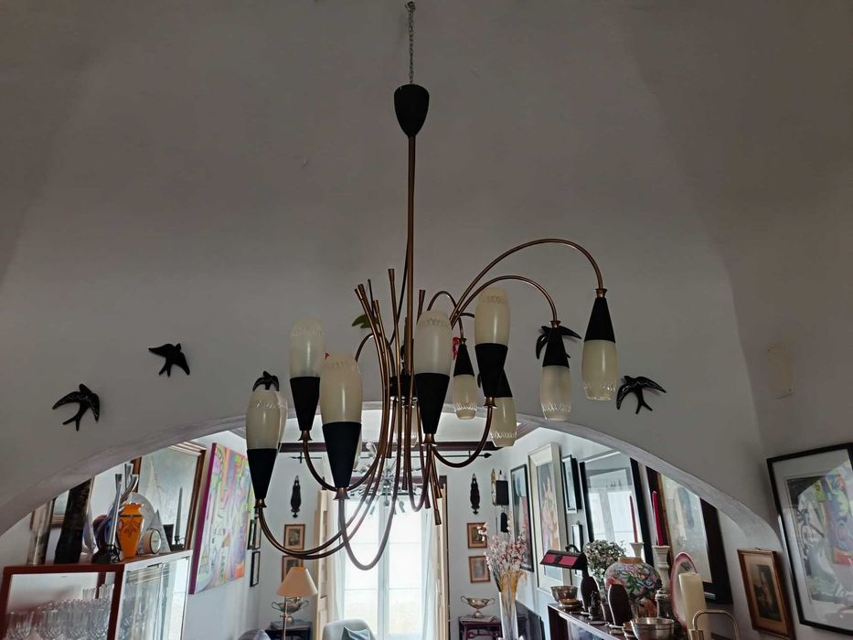 Candeeiro de tecto - Estilo Stilnovo - 12 Luzes - Anos 50