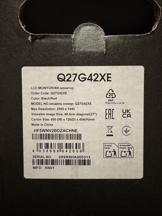 Monitor AOC Q27G42XE 2k 2560x1440,180hz ips