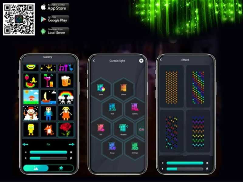 Sterowana KURTYNA LED własne wzory WISZĄCE światełka