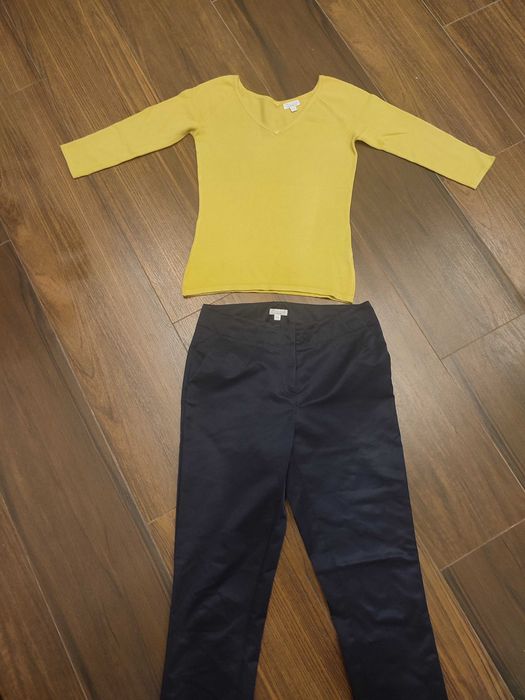 SOLAR spodnie granatowe, sweterek r. XS