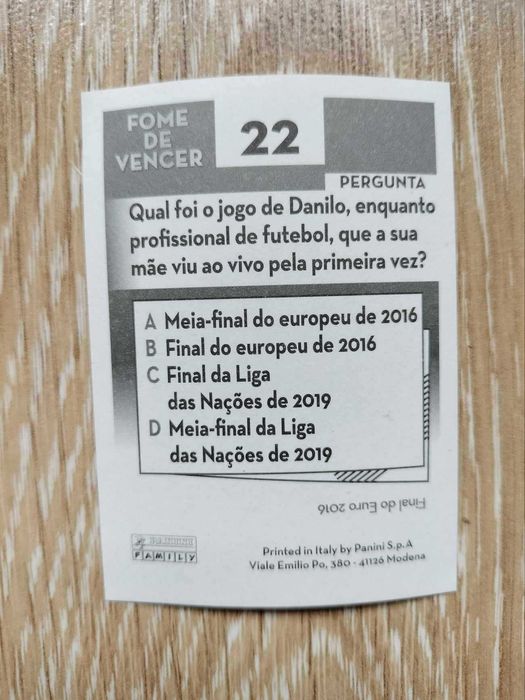 Cromo Danilo FPF Portugal