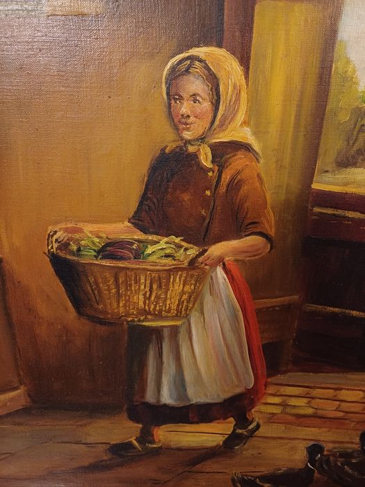 Stary obraz na płótnie sygnowany