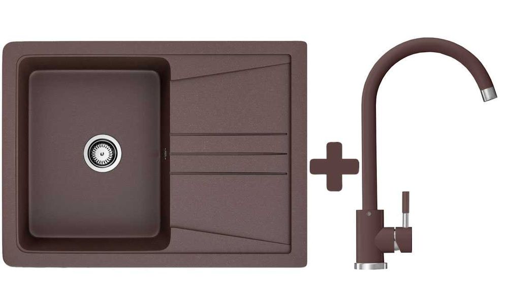 Кухонная мойка гранитная Stella Elegant 60, ВСЕ ЦВЕТА + Кран Бесплатно