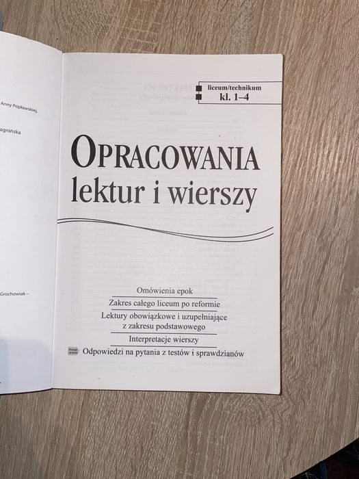 Opracowania lektur i wierszy