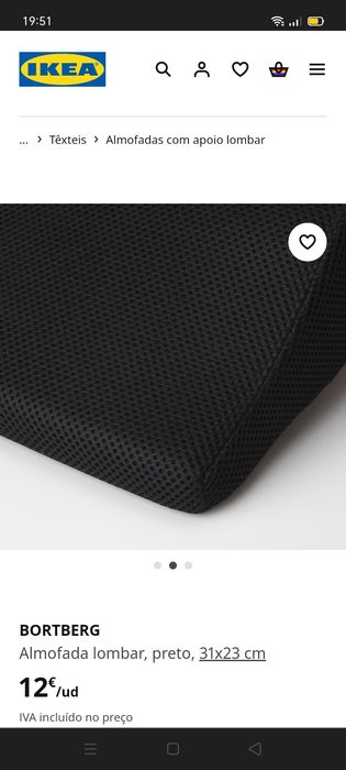 Almofada lombar BORTBERG, IKEA. NOVA
