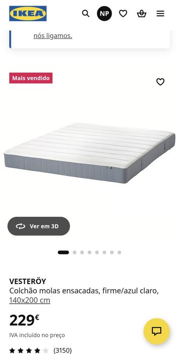 Colchão Ikea de casal 140x200 apenas 3 meses de uso