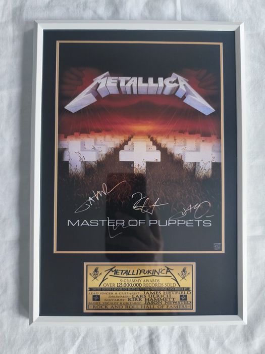 Moldura Metallica Master of Puppets com Autógrafos (A4)