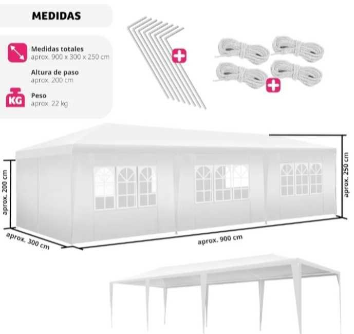 Tendas grandes 9x3 l 6x3.  eventos, festas, casamentos.159€ a 209€