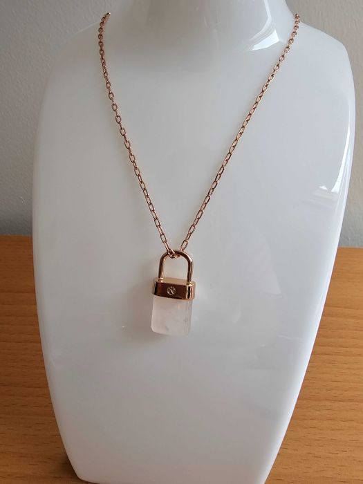Colar Cadeado Quartzo Rosa NOVO
