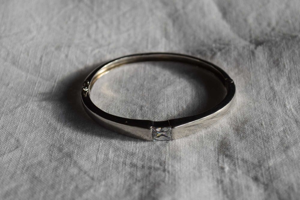 Bransoleta bangla otwierana srebro 925 z cyrkonią