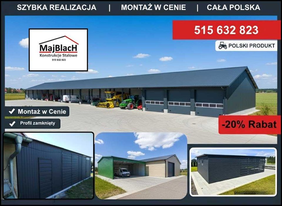 Garaż Blaszany Dwuspadowy| RAL| Ocynk|Drewnopodobny|Ocynk – Maj-Blach