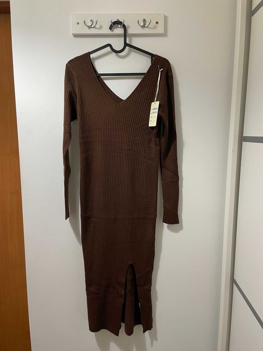 Sukienka czekolada prążek brązowa
