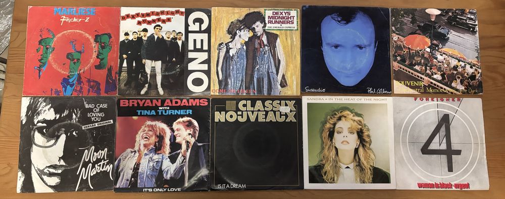 Lote 10 Vinis Singles (7'') - Clássicos 80s | Dexys Midnight Runners, Phil Collins, OMD