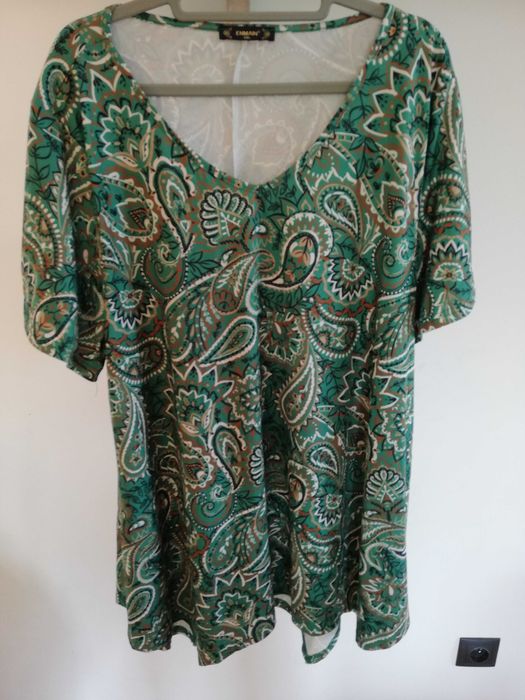 Enmain zielona boho ornament tunika bluzka r. 3XL