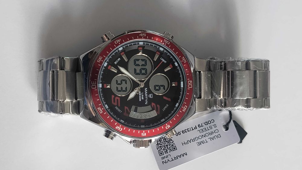 Zegarek cyfrowo analogowy cyfrowy nowy ciężki duży