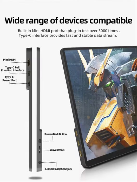 Портативний 14-дюймовий сенсорний дисплей монітор 2К
