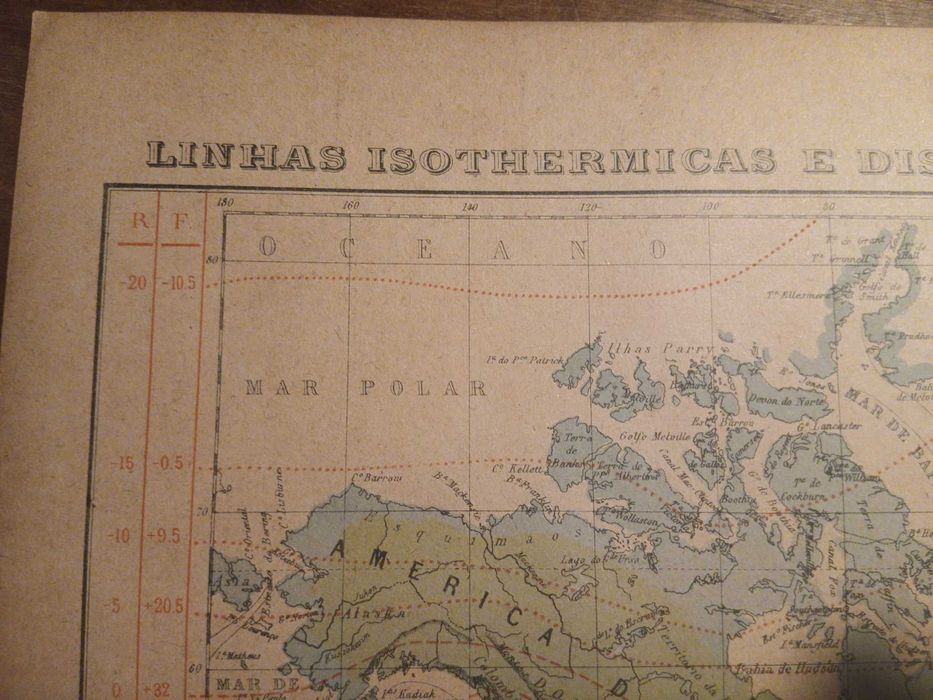Mapa Linhas Isothermicas e Distribuição das Principaes Vegetações da Terra (Final do Séc XIX, Início Séc XX)