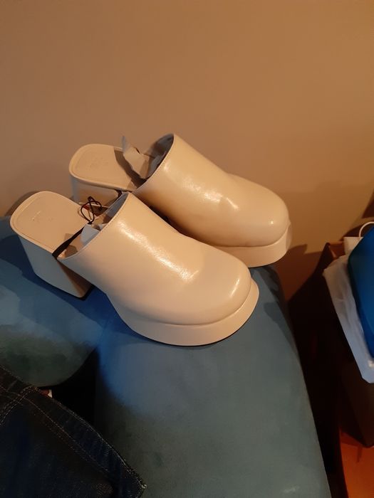 Buty zara 39 chodaki białe ecru koturny buciki sandały tkmaxx wysokie