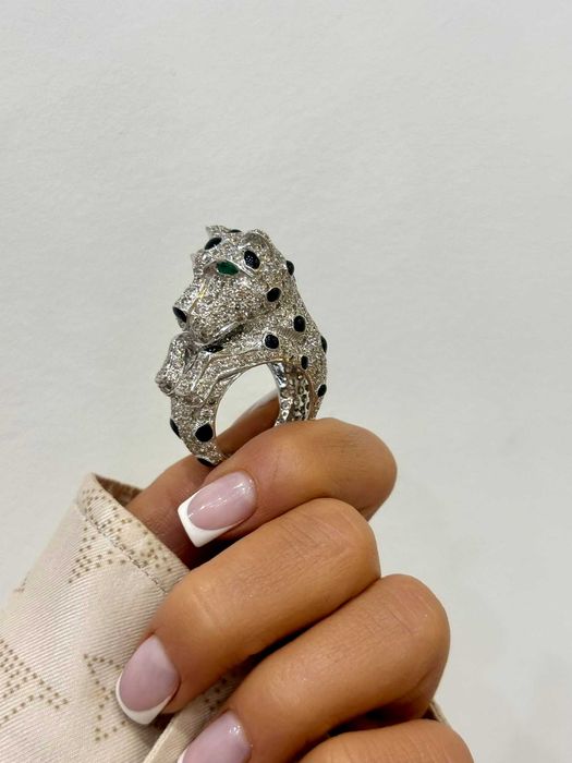 Pierścionek kotek/pantera z diamentami naturalnymi 11.30 CT