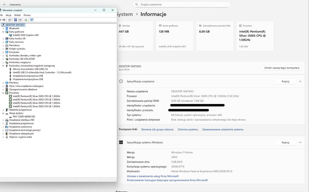 Mini pc Intel NUC7JY