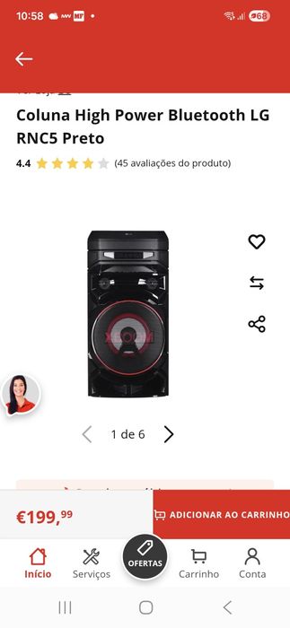 Coluna High power LG Boom Bluetooth RNC5 Preto
