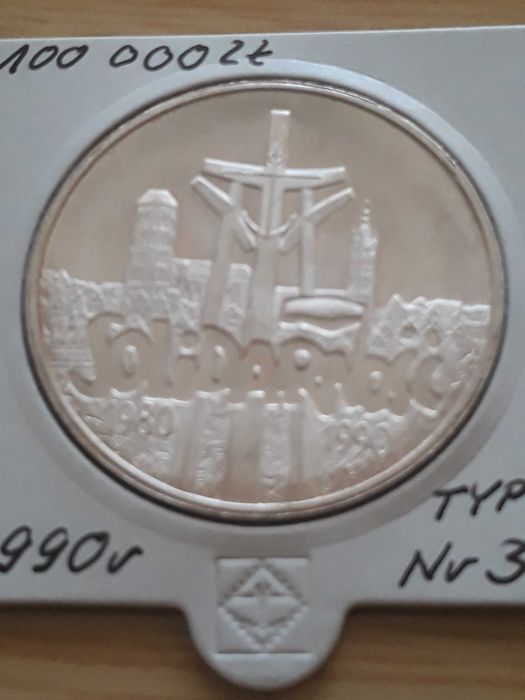 100 000 zł Solidarność 1990 r. nr 3 - TYP A - mennicza