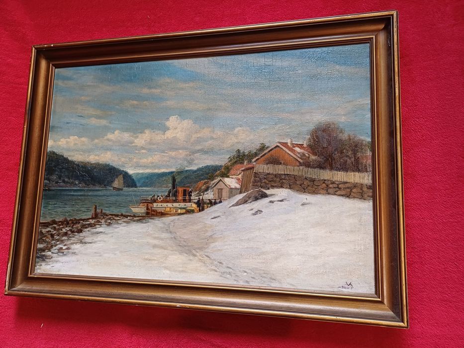 Stary obraz na płótnie sygnowanyStary obraz na płótnie sygnowany