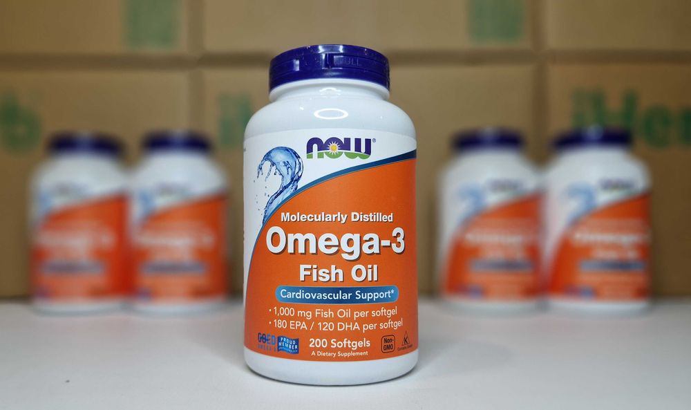 Омега 3 (рыбий жир) Now Foods, 1000 мг, 100, 200 и 500 капсул