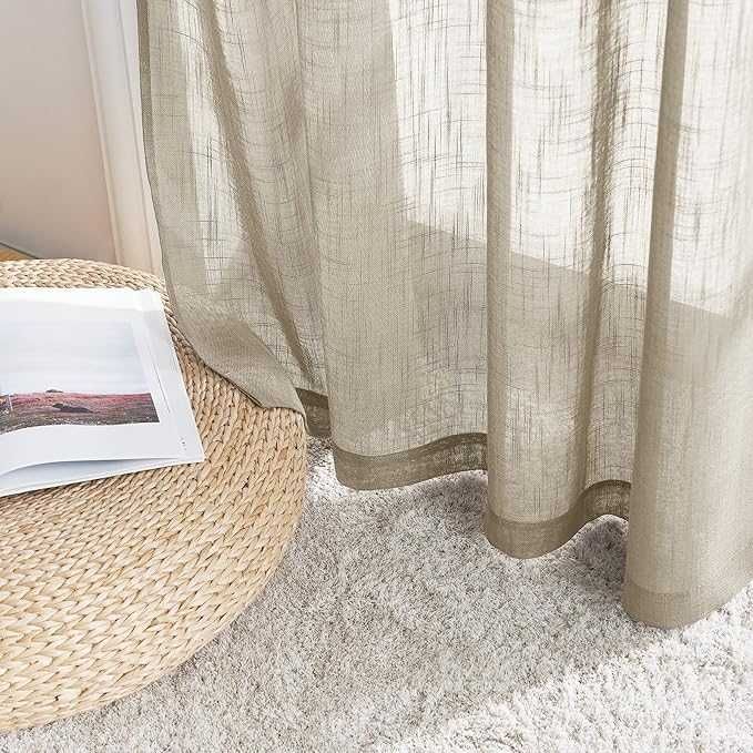 Zasłona Boho 1 szt, 245 (szer.) x 140 cm (wys.) Przelotki Lniany Efekt