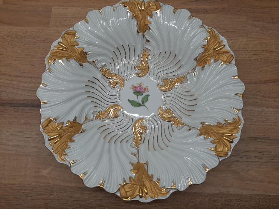 Miśnia MEISSEN złocona patera talerz relief zabytek