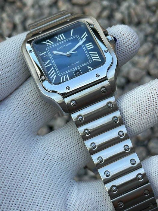 Швейцарские часы Cartier Santos Silver-Blue