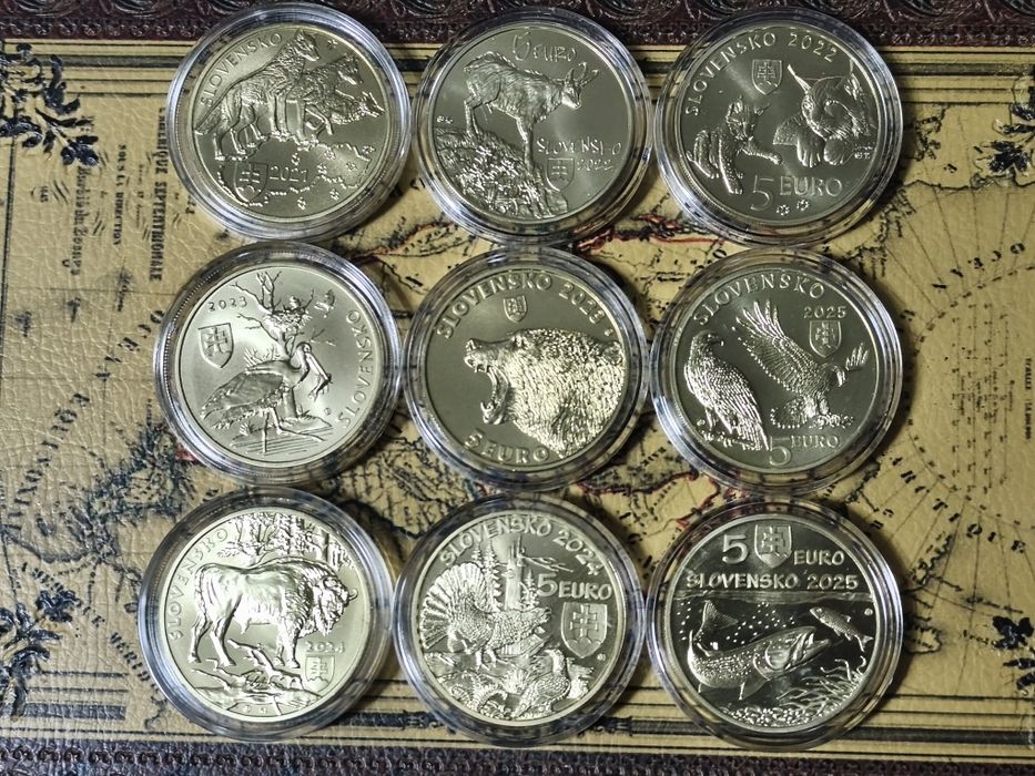 Moedas 5€ ESLOVÁQUIA Fauna e Flora