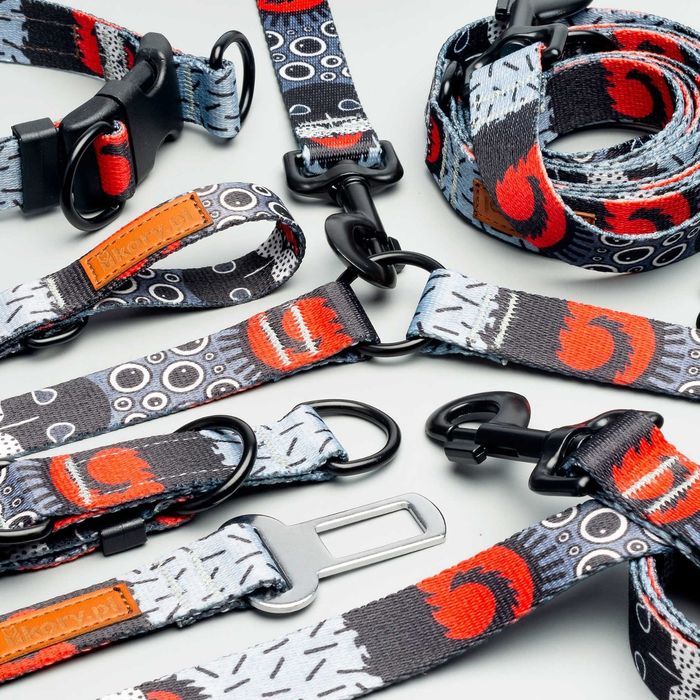 solidna obroża półzaciskowa dla dobermana rottweilera 42-62 cm szara