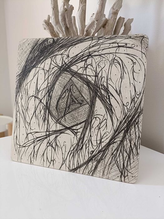 Quadros pintados à mão, em madeira