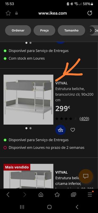 VITVAL IKEA, Beliche 90X200 + Colchões