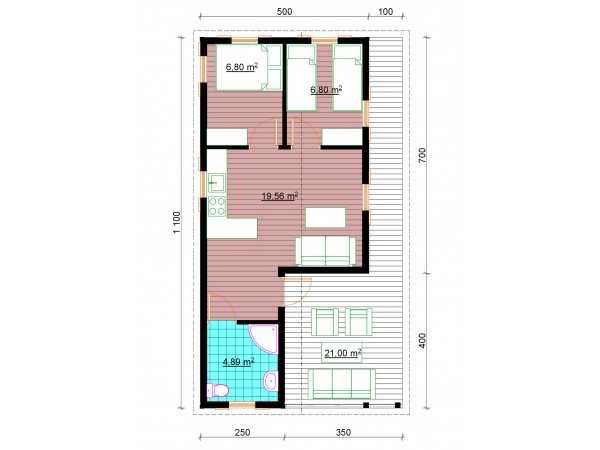 Domek,domki letniskowe,ogrodowe,drewniane, Szafirek 5x11do 70m2