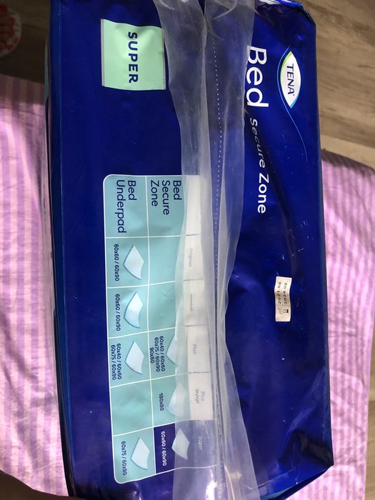 Пеленки Tena bed secure zone super 26шт 60х90см. 1 упаковки.