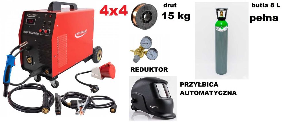 migomat spawarka mig 250 4x4 zestaw maxxx wysyłka