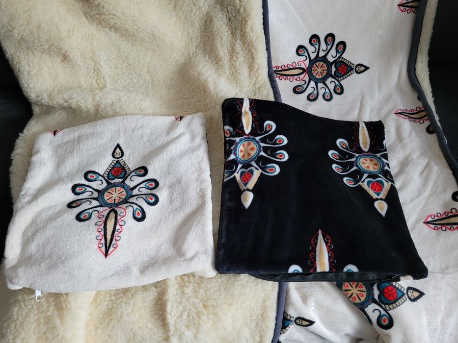 Koc dwuwarstwowy polar wełna góralski