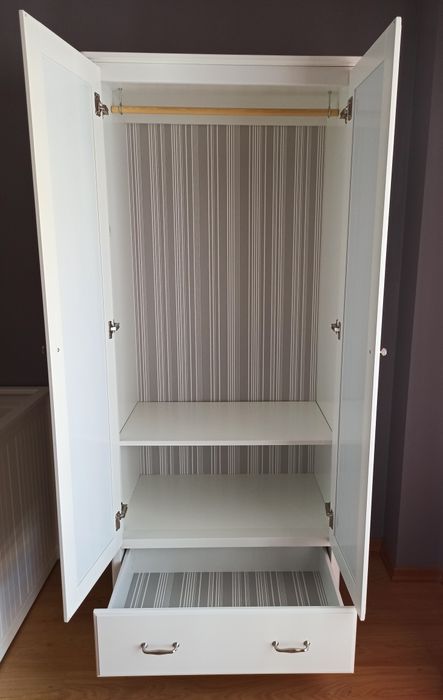 Roupeiro "Tyssedal" - Branco & Vidro espelhado