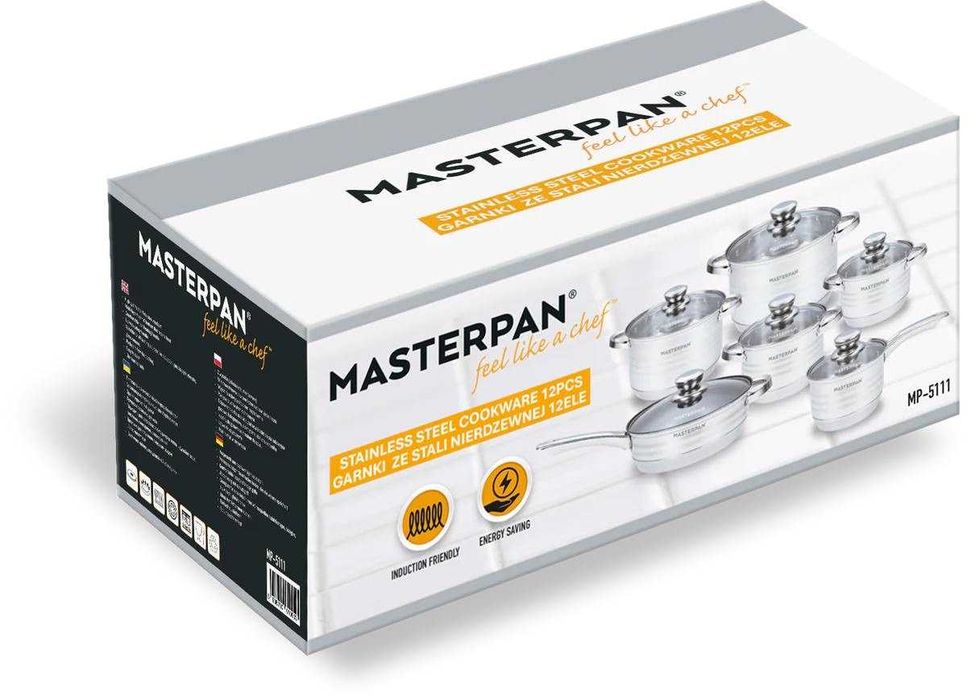 Zestaw garnków stal nierdzewna 12 el. indukcja gaz MP-5111
