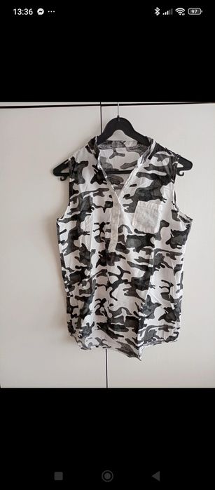 Bluzka bez rękawów moro