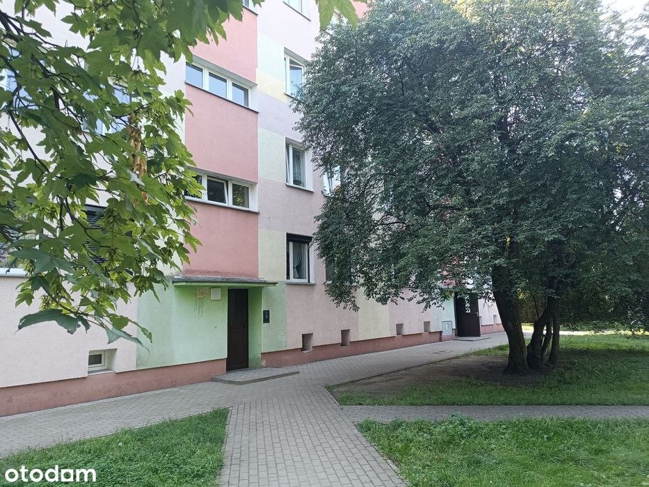 Trzypokojowe na I piętrze w niskim bloku.
