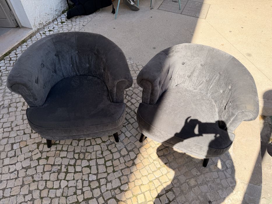2 Cadeiras Pultronas Sofás Cinzento Escuro