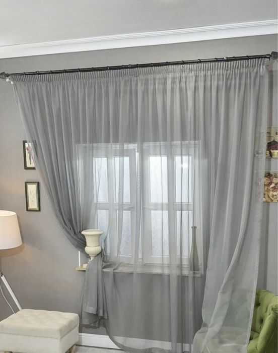 Тюль, гардина, шифон. Разные цвета: серый, белый, молочный