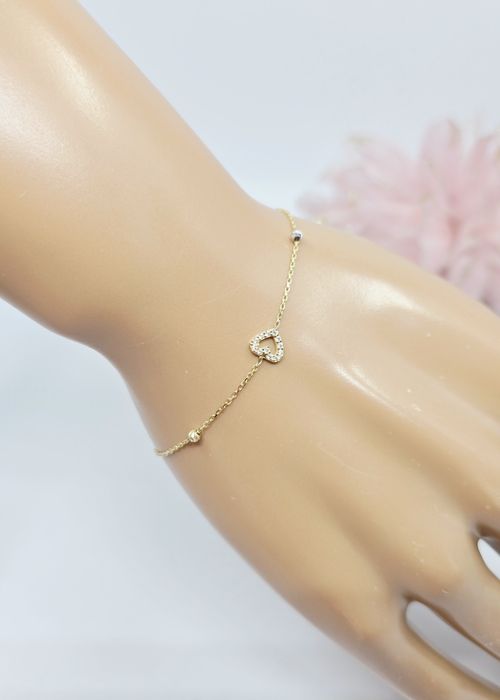 Złota bransoletka z sercem próba 585 14k