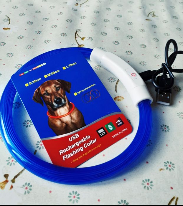 Нашийник, що світиться 35 см, лед нашийник, світящий нашийник для соб