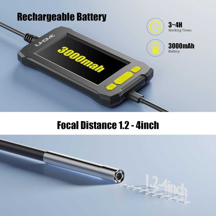 Ultra-Thin Endoscope with 3.9 mm Camera and 4.3" Monitor, 1080P, 5 Meters64738737120769123