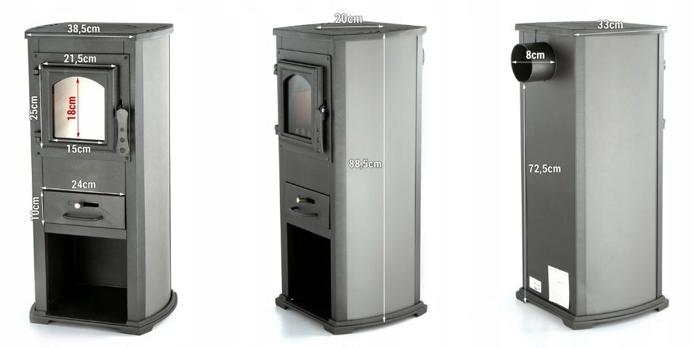 Piec stalowy kominek wolnostojący BLIST Ekonomik Lux / BERNA LUX 5,3 kW